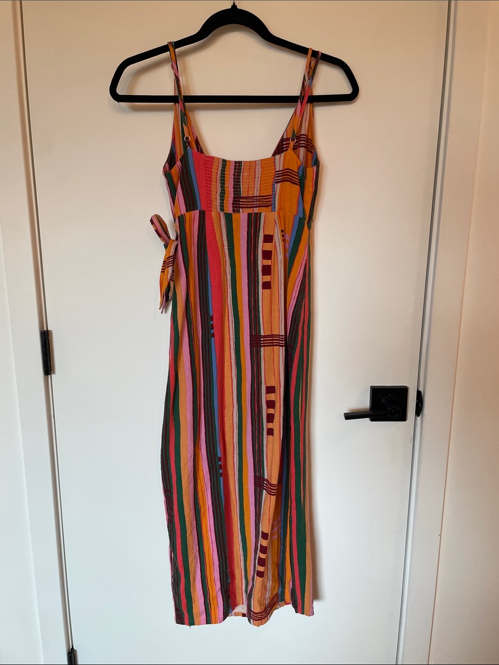 Urban Outfitters Flashing Lights Striped Wrap Midi Dress Linen XS - Picture 9 of 9